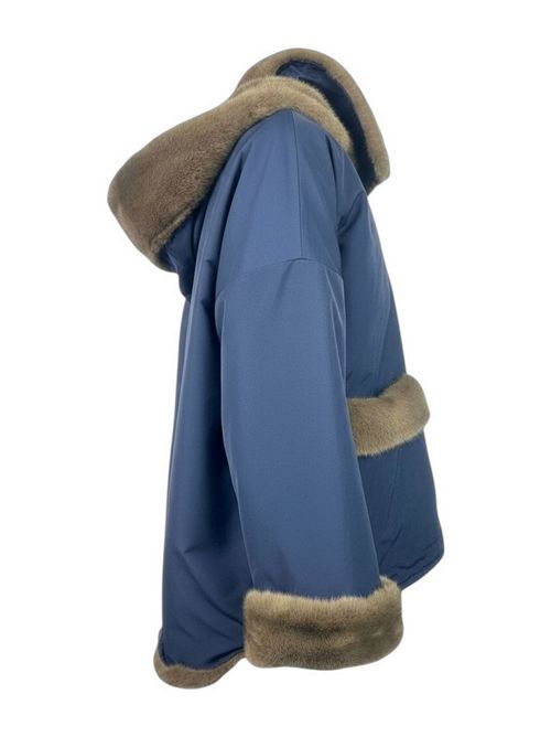 giaccone donna blu in nylon con interno in eco-pelliccia reversibile Collection Privèe? | RY8010-VIMMO1111